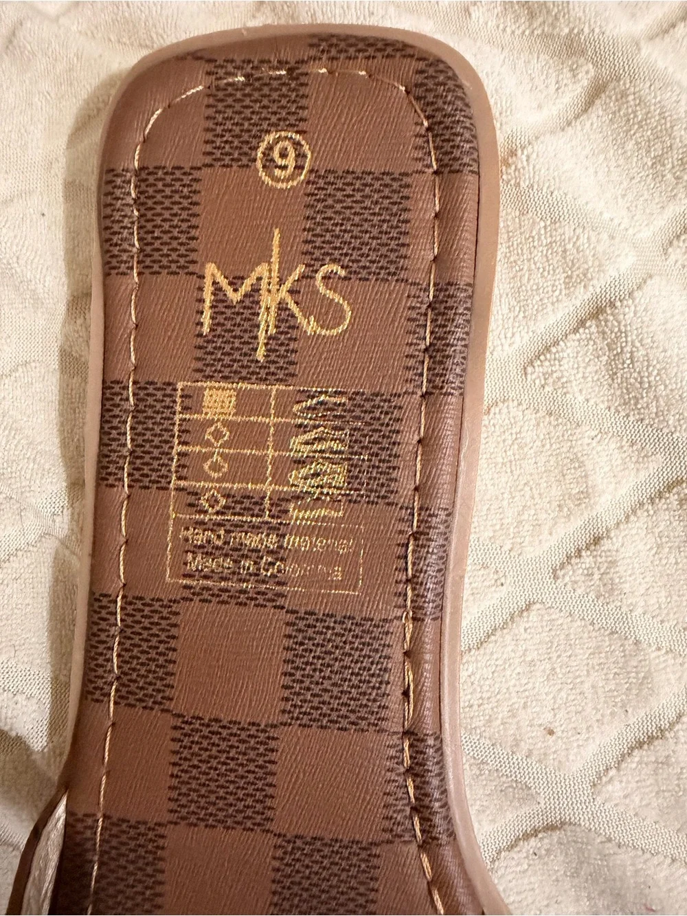 MKS Brown Check Slide Sandals for Women